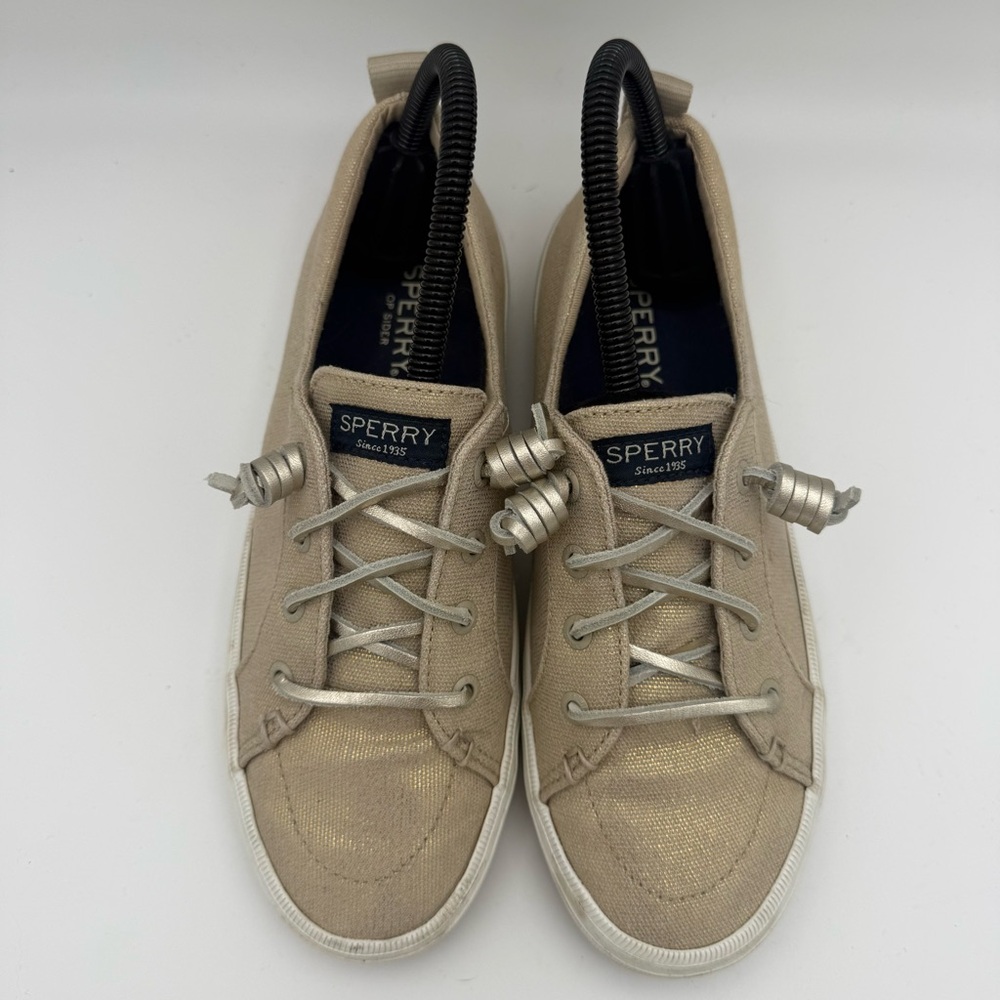 Women’s Sperry Crest Vibe Top-Sider Beige Shimmer Casual Boat Shoes‎ Size 6.5 - Picture 5 of 7